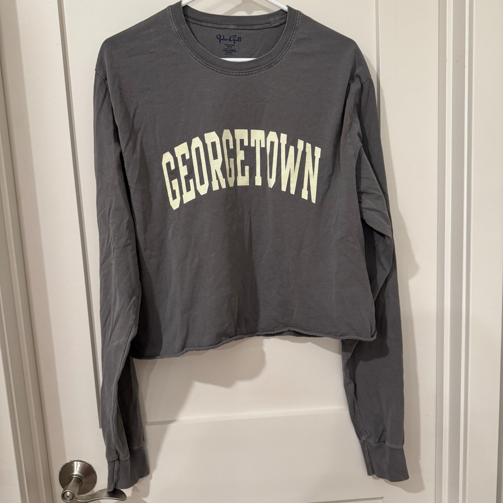 John Galt Georgetown Long Sleeve Cropped T-Shirt Gray Cotton One Size